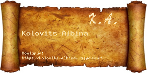 Kolovits Albina névjegykártya